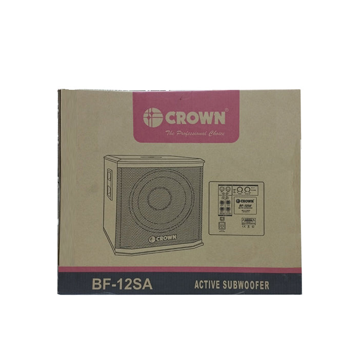 Crown 350W 12" Active 1-Way Subwoofer Karaoke Speaker with Max 8 Ohms Impedance, 40-160Hz Frequency Response and 97dB Sensitivity Level (BF-12SA)