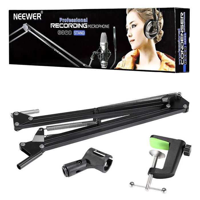 Neewer (NW-35) Microphone Suspension Mount Adjustable Arm Kit with 360 Degree Rotation C-clamp Stand Flexible Scissor Arm (Black)