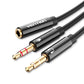 Vention TRS Dual 3.5mm Male to 4-Pole 3.5mm Female 0.3-Meter ABS Type Gold Plated (BBTBY) Audio Cable for Amplifiers, PC, Laptops