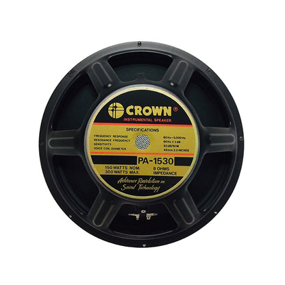 Crown 300W 15” Professional Instrumental Sound Audio Speaker with Max 8 Ohms Impedance, 49.5mm Voice Coil, 92 / 96dB Sensitivity Level (PA-15-3, PA-1530, PA-15-3B, PA-15-3F, PA-15-3G)