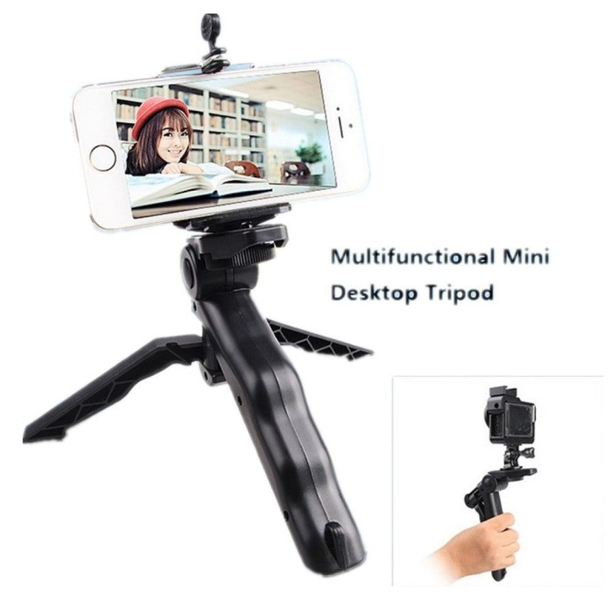 PXEL MT-F1 Mini Tripod Stand with Foldable Grip Mount Adapter Black