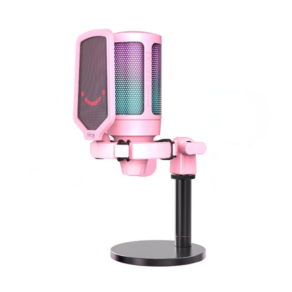 Fifine A6 AmpliGame RGB Cardioid Microphone with Built-in Volume Controller & Quick Mute Button for Voice Recording, Streaming, and Broadcast (Black, Blue, Pink, Red, White)