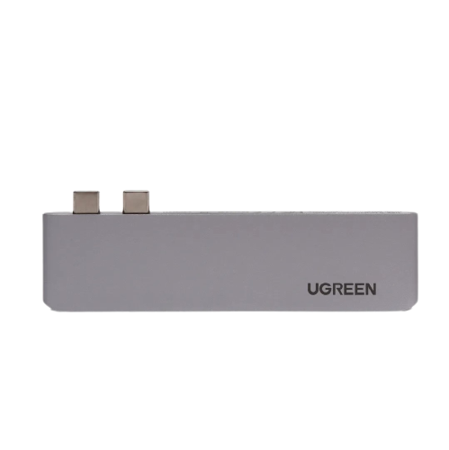 UGREEN 6-in-1 Multipurpose Double Fixed USB-C Plug Adapter Hub with 4K 30Hz HDMI 2 USB 3.0 SD microSD Card Reader Slots and Type-C PD Power Delivery for PC and Laptops | 80856