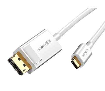 [CLEARANCE] UGREEN 4K 30Hz USB-C Male to DisplayPort DP Male to Male Audio / Video Cable for PC Laptops and TV Monitor Display (1.5M) (White, Black) | 40420, 50994