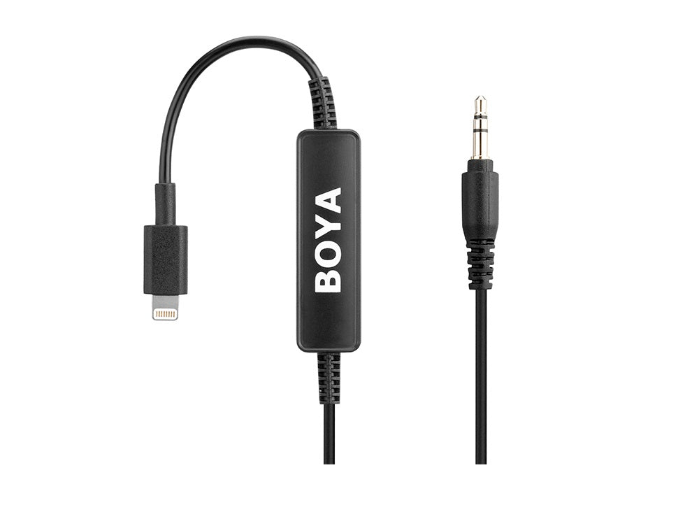 Boya 35C-L 3.5mm to Lightning Connector Audio Microphone Cable Adapter for IOS Devices
