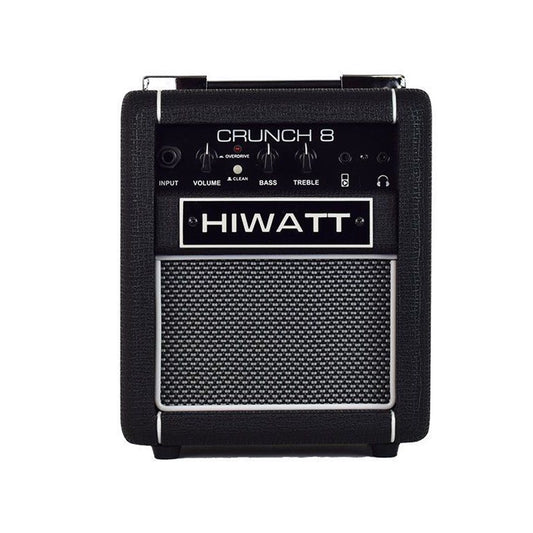 Hiwatt Crunch 8 8W Portable Combo Mini Amplifier with Built-in Tuner 5Inch Speakers and 2 Channel Options for Electric Bass and Guitar (Black) | CRUNCH8