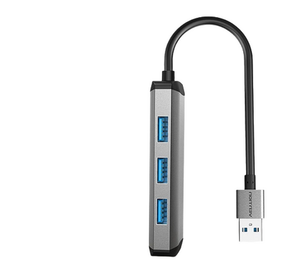 [CLEARANCE] Vention 3-Port USB 3.0 to USB 3.0X*3/Gigabit Ethernet Hub Adapter 5Gbps Tinned Copper (CKB) 0.1M Gray Metal Type