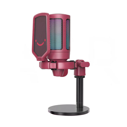 Fifine A6 AmpliGame RGB Cardioid Microphone with Built-in Volume Controller & Quick Mute Button for Voice Recording, Streaming, and Broadcast (Black, Blue, Pink, Red, White)