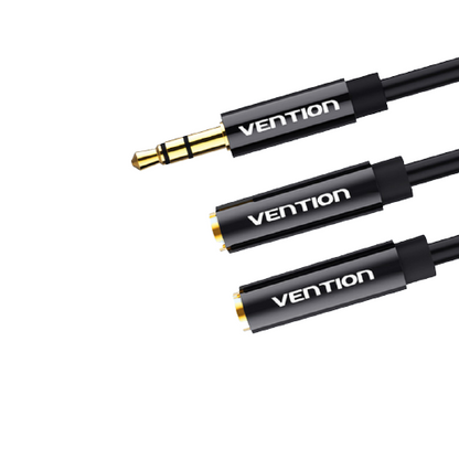 Vention TRS 3.5mm Male to Dual 3.5mm Female 0.3-Meter ABS Type Gold Plated (BBSBY) Stereo Splitter Cable for Speakers, Mobile Phones, PC, Laptop