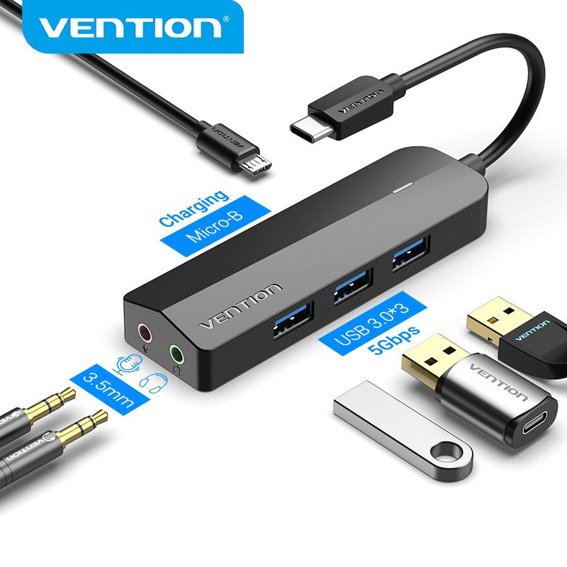 Vention 6 in Type-C Hub Mix Card with Micro USB Charging P JG Superstore