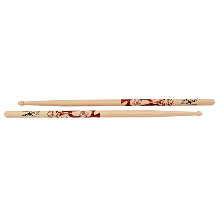 Zildjian ZASDG Dave Grohl Artist Series Signature Drumsticks with Two-Color Art Tattoo Design for Drums and Percussion