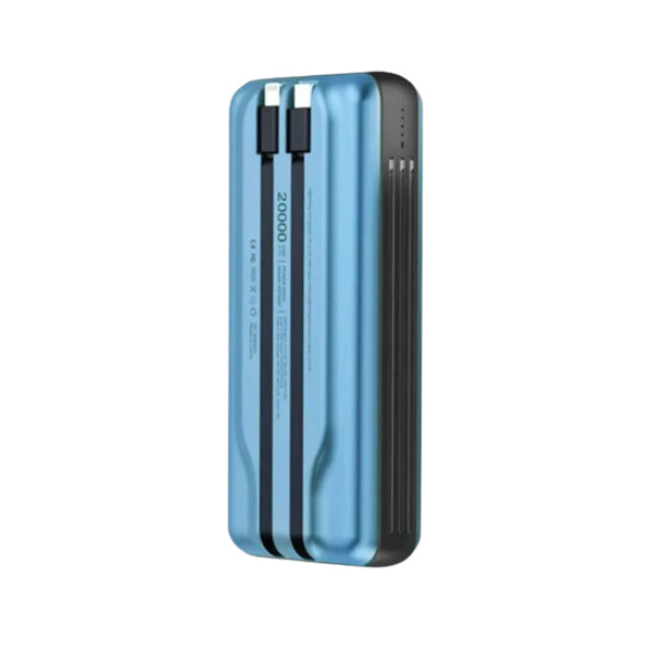 Yoobao LC6 20000mAh Wireless Compact Powerbank PD20W Power Delivery with Built-in 22.5W Two-Way Quick Charge Type C and Lightning Cable (Blue)