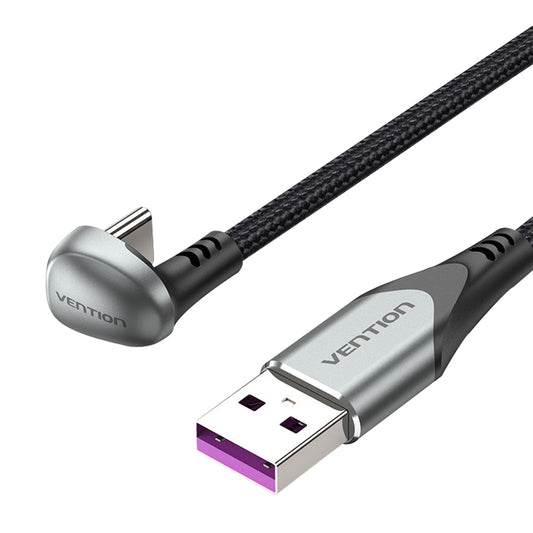 Vention U-Shaped Type-C Male to USB 2.0-A Male Nickel Plated Braided 5A Fast Charging Cable with 480Mbps Transfer Speed for Smartphones (Available in 0.5M, 1M, 1.5M and 2M) | COHH
