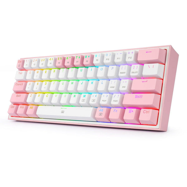 Redragon K617 Fizz 60 Keys Compact USB Wired TKL Tenkeyless Mechanical Gaming Keyboard RGB (Red Switches, Linear) Dust-Proof Hot Swappable for Mac, Windows, PC, Computer, Laptop (Black, Grey/White, Pink/White, White/Grey, White/Pink)