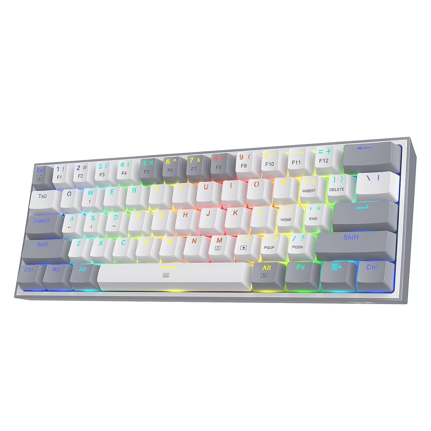 Redragon K617 Fizz 60 Keys Compact USB Wired TKL Tenkeyless Mechanical Gaming Keyboard RGB (Red Switches, Linear) Dust-Proof Hot Swappable for Mac, Windows, PC, Computer, Laptop (Black, Grey/White, Pink/White, White/Grey, White/Pink)