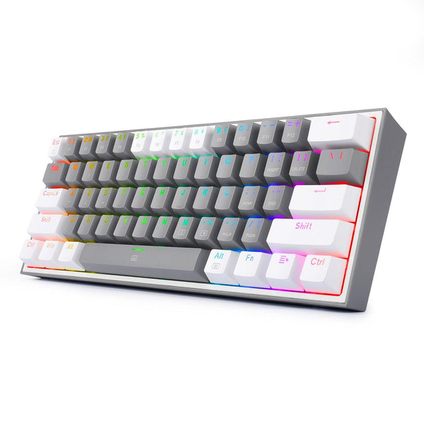 Redragon K617 Fizz 60 Keys Compact USB Wired TKL Tenkeyless Mechanical Gaming Keyboard RGB (Red Switches, Linear) Dust-Proof Hot Swappable for Mac, Windows, PC, Computer, Laptop (Black, Grey/White, Pink/White, White/Grey, White/Pink)