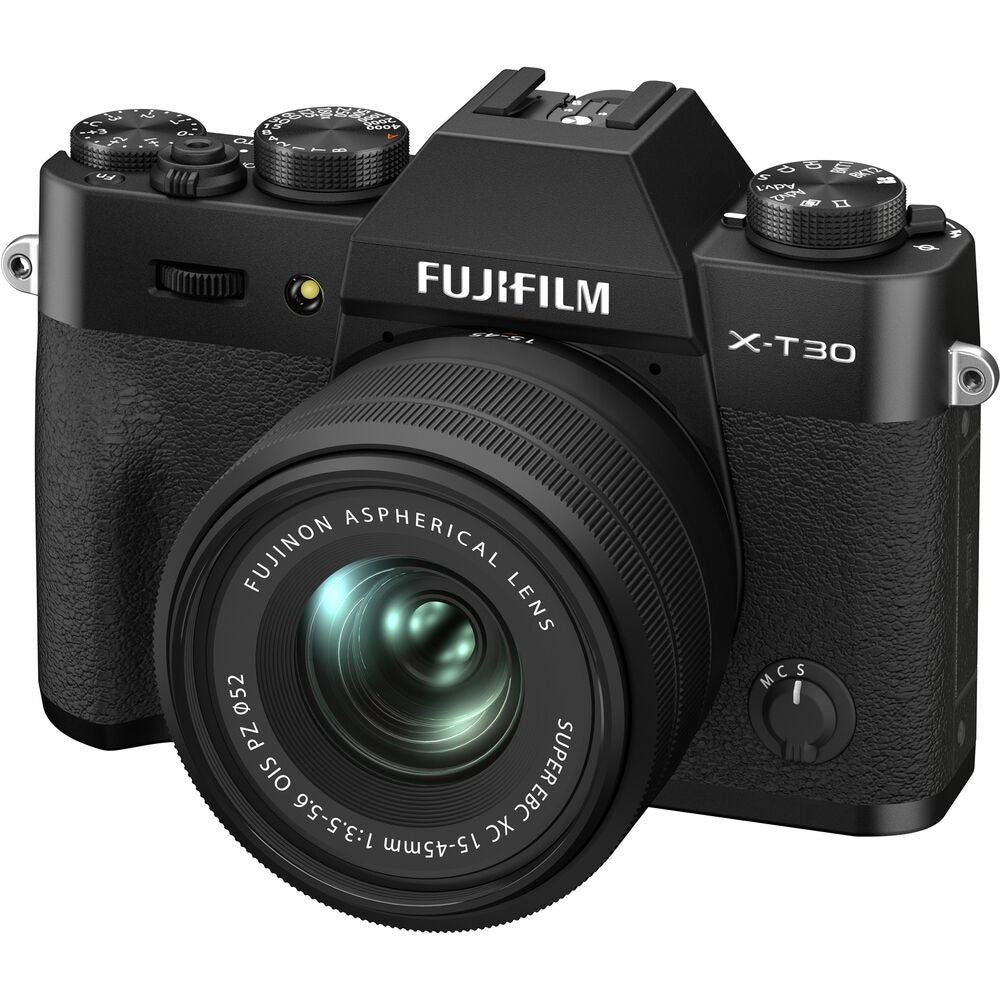 FUJIFILM X-T30 II Mirrorless Digital Camera with XC 15-45mm OIS PZ Lens, 26.1MP APS-C X-Trans CMOS 4 Sensor, 4K UHD DCI F-Log Video Recording, X-Processor 4 with Quad CPU, Wireless Bluetooth, Autofocus, 18 Film Simulation (Black, Silver)