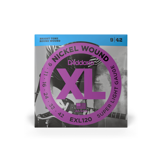 D'Addario XL Carbon Steel 09-40 Super Light Electric Guitar Strings Set with Nickel Plating (Balanced Tension set Available) | EXL-120 EXL120BT