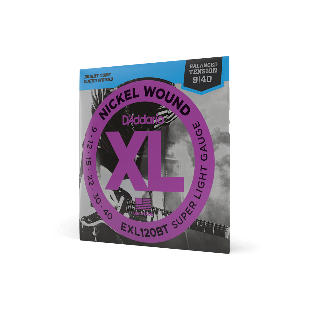 D'Addario XL Carbon Steel 09-40 Super Light Electric Guitar Strings Set with Nickel Plating (Balanced Tension set Available) | EXL-120 EXL120BT