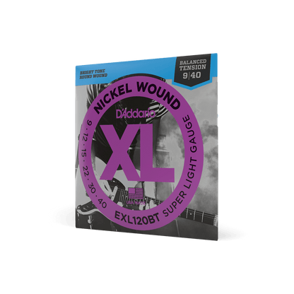 D'Addario XL Carbon Steel 09-40 Super Light Electric Guitar Strings Set with Nickel Plating (Balanced Tension set Available) | EXL-120 EXL120BT