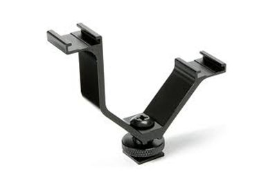 Pxel AA-VS Small V shape Double Mount Cold Shoe Hotshoe Flash Bracket for Video Lights Speedlite Microphones or Monitors on Cameras