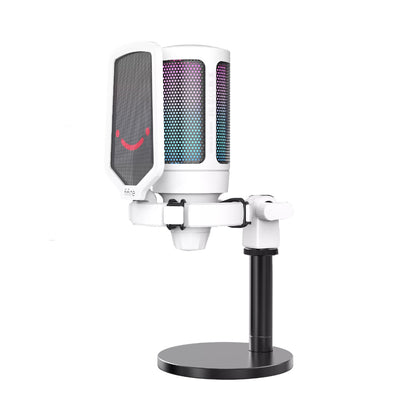 Fifine A6 AmpliGame RGB Cardioid Microphone with Built-in Volume Controller & Quick Mute Button for Voice Recording, Streaming, and Broadcast (Black, Blue, Pink, Red, White)