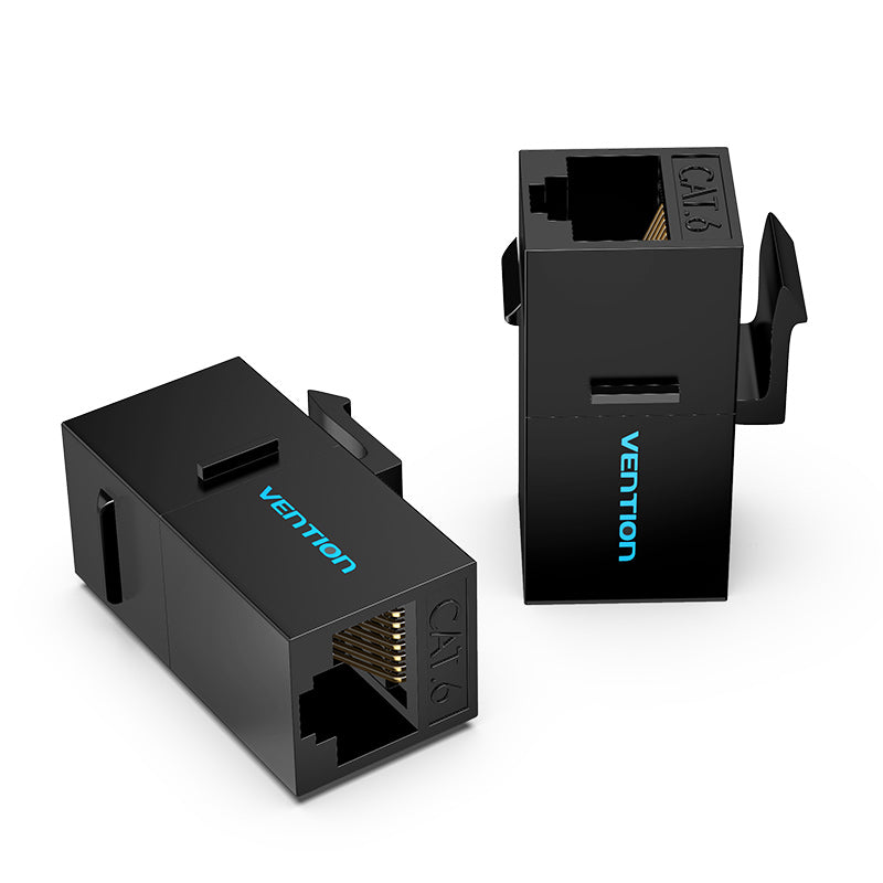 Vention CAT6 UTP Keystone Jack Ethernet LAN Cable Coupler (Pack of 10) for Home and Office Networking (Black) | IPG-10