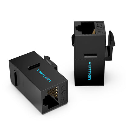 Vention CAT6 UTP Keystone Jack Ethernet LAN Cable Coupler for Home and Office Networking (Black) (Pack of 10) | IPGB0-10