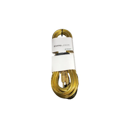 Surelock 20ft Nylon Braided Instrument Cable with 1/4-inch Male to Male Plugs for Guitars and Keyboards (Gold) | BC108