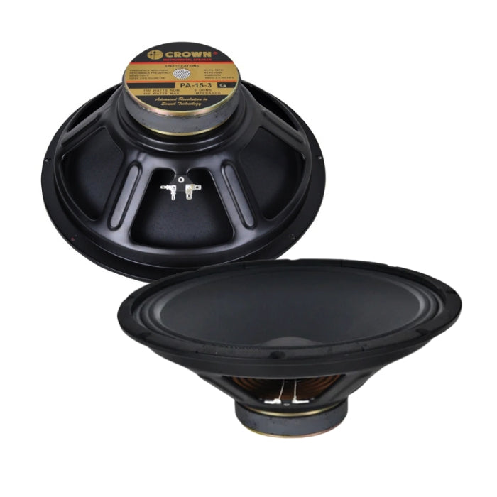 Crown 300W 15” Professional Instrumental Sound Audio Speaker with Max 8 Ohms Impedance, 49.5mm Voice Coil, 92 / 96dB Sensitivity Level (PA-15-3, PA-1530, PA-15-3B, PA-15-3F, PA-15-3G)