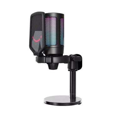 Fifine A6 AmpliGame RGB Cardioid Microphone with Built-in Volume Controller & Quick Mute Button for Voice Recording, Streaming, and Broadcast (Black, Blue, Pink, Red, White)