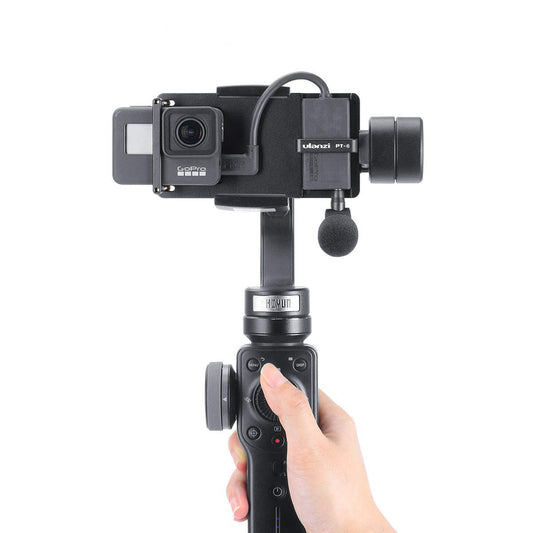 Ulanzi PT-6 Vlog Gopro Adapter Plate with Mic Adapter for Gopro 7 6 5 Phone Gimbal Moza Mini S Mini Mi Smooth 4 Osmo Mobile 2