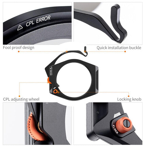 [CLEARANCE] K&F Concept Square Filter Holder System Kit with 95mm Circular Polarizer, Square ND8/64/1000 Filter, and 4 Filter Adapter Rings for Camera Lens