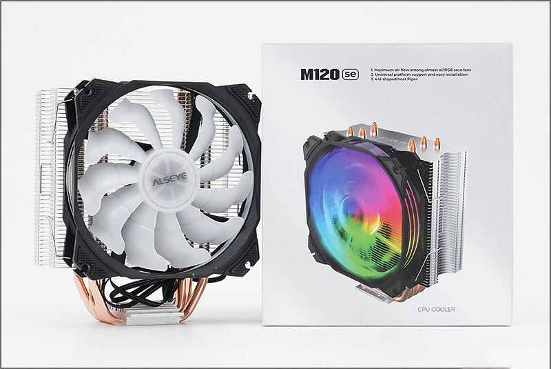 Alseye Max M120 SE Max Series 120mm CPU Cooler with 4 Heatsink Heat Pipes with Fixed RGB Lighting and Molex 4 Pin Support for Intel and AMD Processors