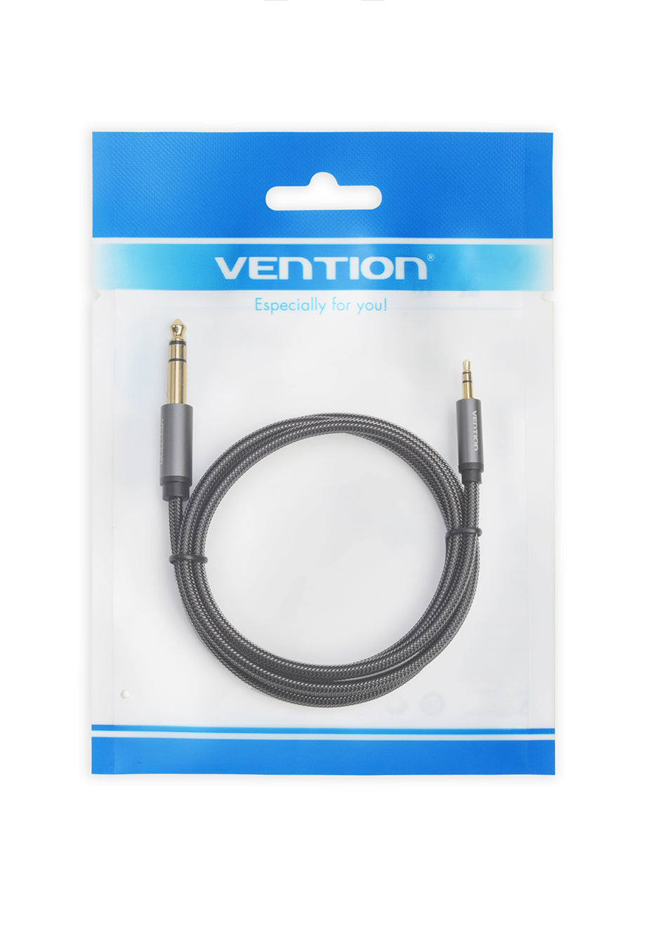 Vention 3.5mm Male to 6.5mm Male Nylon Braided Gold Plated (BAI) Audio Cable for Microphones, Amplifiers, Sound Box, Laptops and Mobile Phones (Available in Different Lengths)
