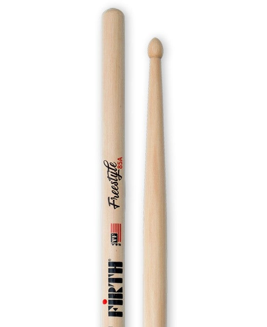 Vic Firth American Concept Freestyle 85A Hickory Wood Hybrid Tip Drumsticks (Pair) Drum Sticks for Drums and Percussion