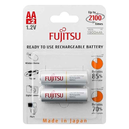 Fujitsu 1.2V 1900mAh Ready-to-use NiMH Low Self-Discharge Rechargeable AA Batteries Pack of 2 | HR-3UTC-2B