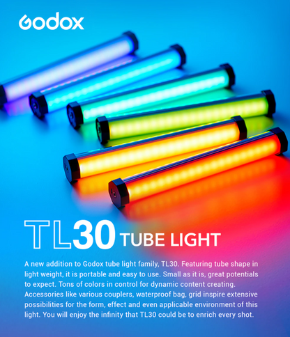 GODOX TL30-K2 Portable RGB 2700K- 6300K LED Tube Light with Bluetooth Control and Free App Support for Photography and lighting Equipment