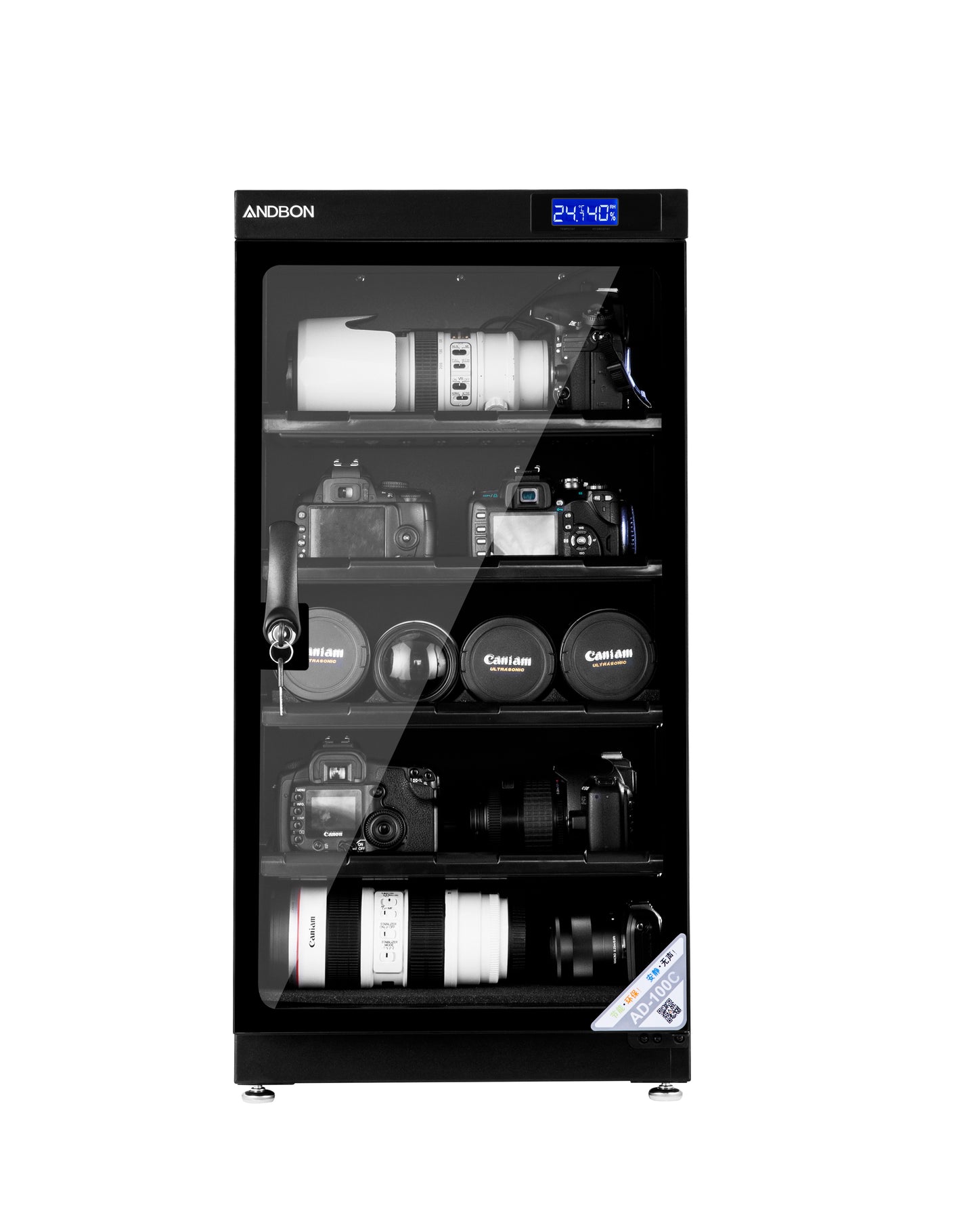 Andbon AD-100C Horizontal Dry Cabinet Box 100L Liters Digital Display with Manual Humidity Controller