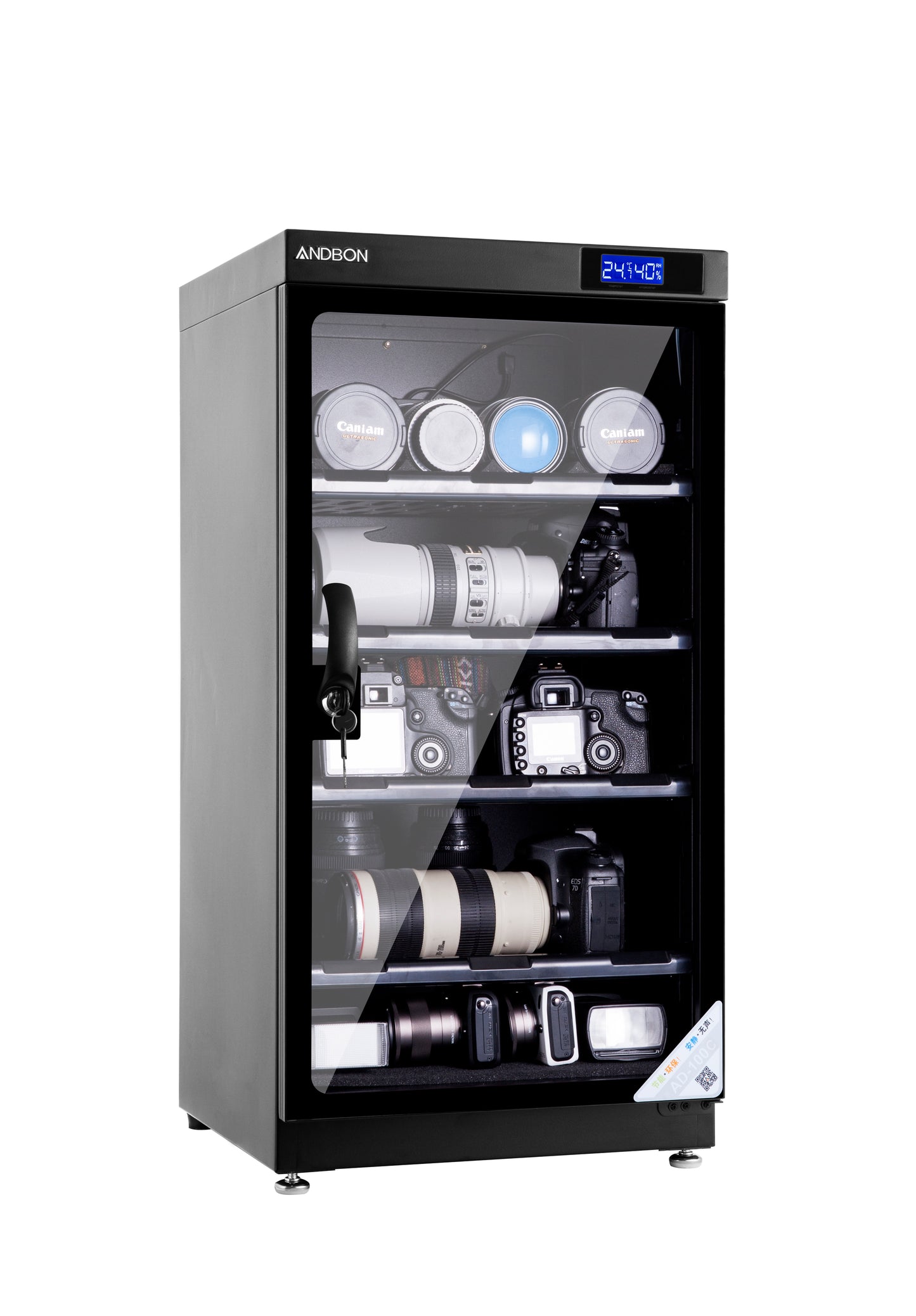 Andbon AD-100C Horizontal Dry Cabinet Box 100L Liters Digital Display with Manual Humidity Controller
