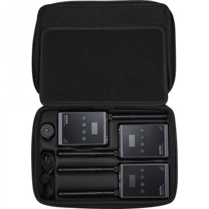 Godox WMicS1 / PRO WMicS2 Kit 2 Clip-On UHF Wireless Lavalier Microphone (TX TX RX) Transmitter & Receiver System with 100m Range, 3.5mm Audio I/O, OLED Display, and Adjustable Antenna for Audio Mixers, Mirrorless and DSLR Cameras