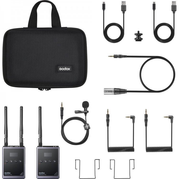 Godox WMicS1 / PRO WMicS2 Kit 1 Clip-On UHF Wireless Lavalier Microphone (TX RX) Transmitter & Receiver System with 100m Range, 3.5mm Audio I/O, OLED Display, and Adjustable Antenna for Audio Mixers, Mirrorless and DSLR Cameras