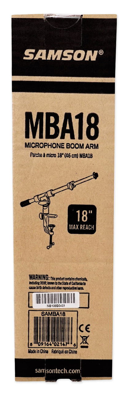 SAMSON MBA18 18-Inch Microphone Boom Arm Suitable for Radio, Podcast and Home Studio Setup