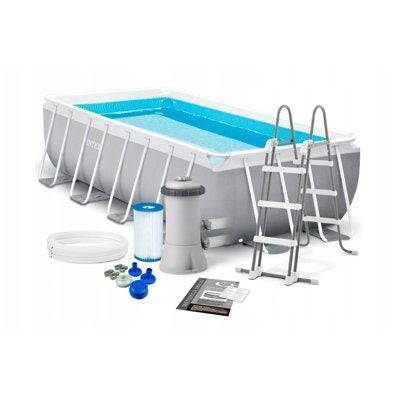 Intex 26788 Prism Frame 400 X 200CM Rectangular Pool with Filter Pump for Outdoor Swimming Pool
