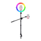 Vijim by Ulanzi 11" RGB Ring Light Multifunction Tripod / C-clamp Stand and Phone Holder with 68" Extendable Overhead Arm for Live Streaming, Photography, Video |  K15, K16