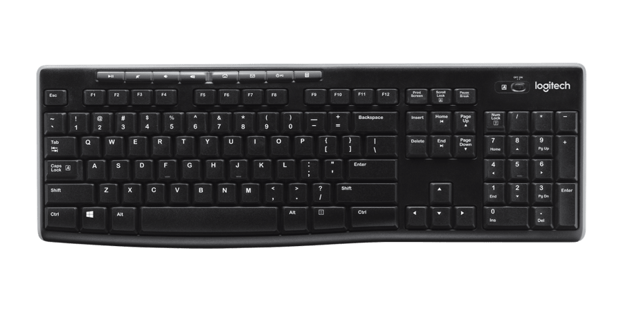 Logitech K270 Plug and Play 2.4GHz Wireless Full Size Keyboard with 10m Wireless Range, Hotkeys, and Unifying Receiver