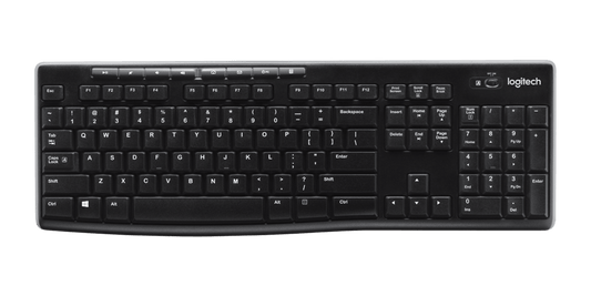 Logitech K270 Plug and Play 2.4GHz Wireless Full Size Keyboard with 10m Wireless Range, Hotkeys, and Unifying Receiver