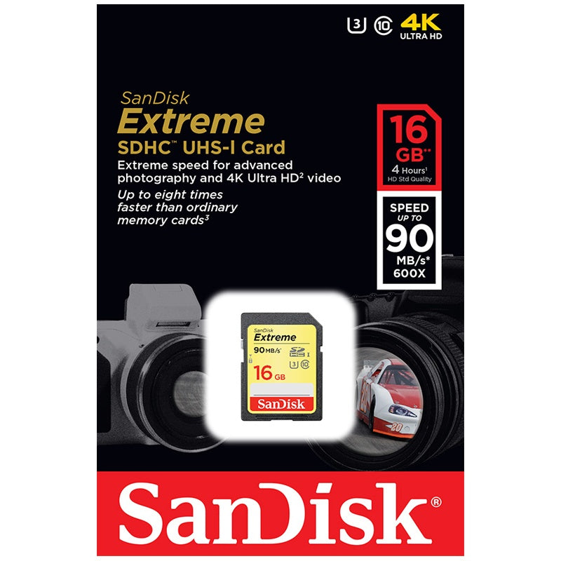 Sandisk Extreme SD Card 16GB SDHC UHS-I SDSDXNE-016G 90MB/s