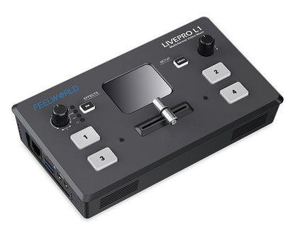 [CLEARANCE] Feelworld LIVEPRO L1 V1 USB3.0 Multi-Format Video Mixer & Switcher with 4x HDMI Inputs for Multi Camera Productions for Real-Time Live Streaming