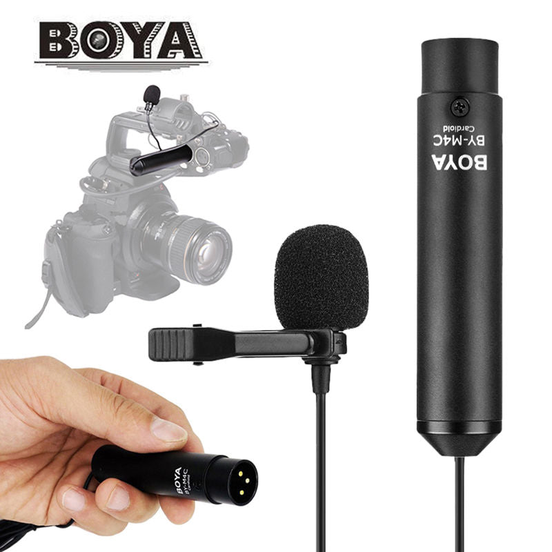 Boya BY-M4C Professional Cardioid Clip-On XLR Lavalier Microphone for Sony Canon Panasonic Camcorders Zoom Audio Recorders